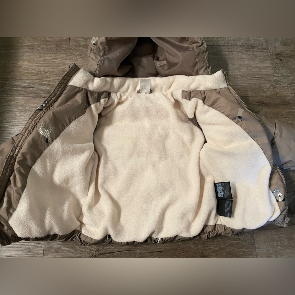 H&M Dog Print Puffer Jacket Detachable Hood 18 Months - Picture 3 of 8